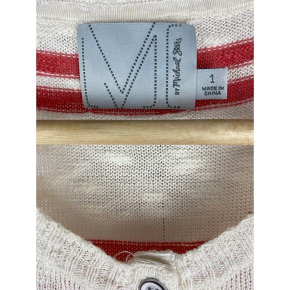 Michael Stars Women's 1 Cream Orange Black Striped Lightweight Sweater Vest - Picture 2 of 7